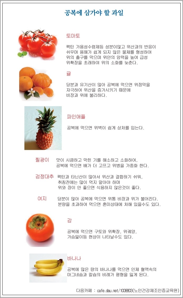 공복에 먹으면 안돼는 과일들