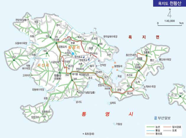 부산일보 등산지도-토곡산,향로봉,쌍두봉,연화봉,갓바위산,영덕대둔산