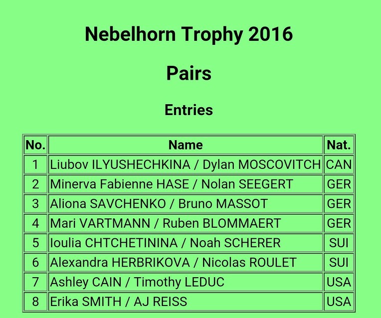 Challenger (3) - Nebelhorn Trophy.  22 - 24 Sep 2016 Oberstdorf Germany  2310AC4E57E287461094CC