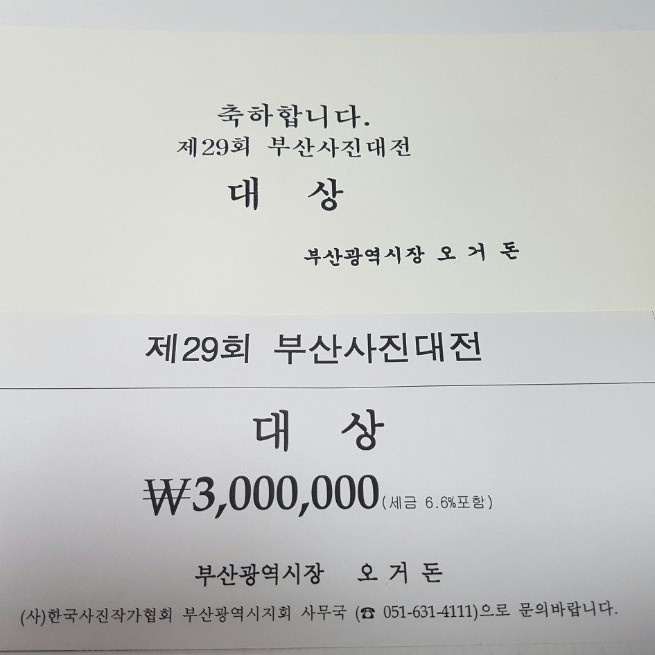 제29회 부산사진대전 대상 수상